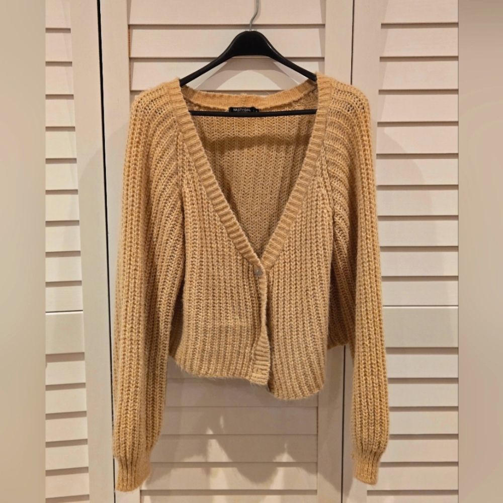 Nasty Gal Tan Chunky Knit Cardigan